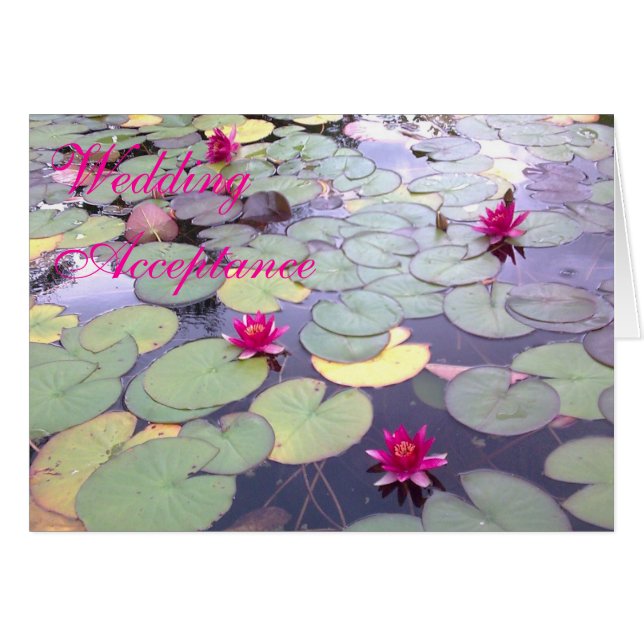 Water Lilies Wedding Acceptance Card (Front Horizontal)