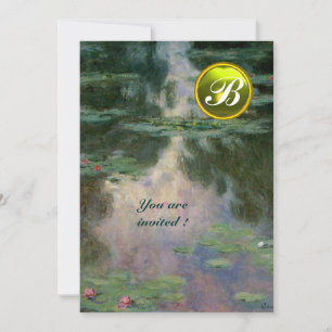 WATER LILIES /YELLOW GEMSTONE MONOGRAM INVITATION