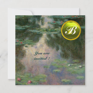 WATER LILIES /YELLOW GEMSTONE MONOGRAM INVITATION