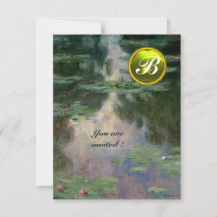 WATER LILIES /YELLOW GEMSTONE MONOGRAM INVITATION