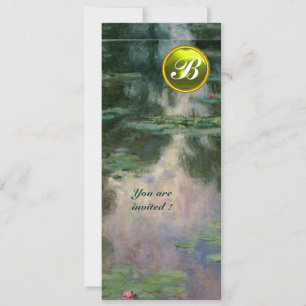 WATER LILIES /YELLOW GEMSTONE MONOGRAM INVITATION
