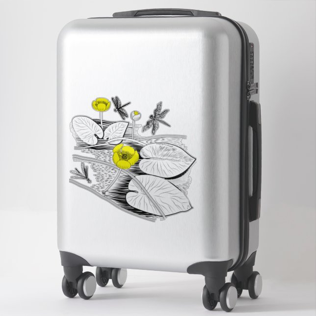 Water-lilies yellow graphic black (Suitcase)