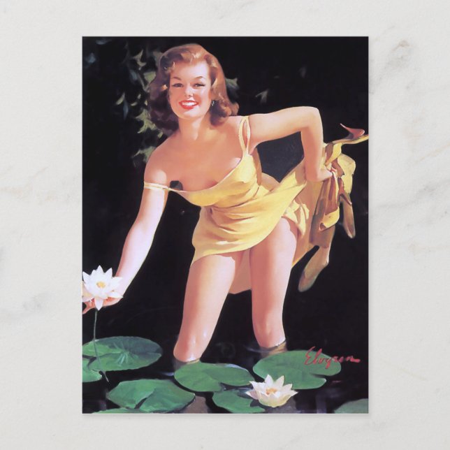 Water Lillies Pin Up Postcard (Front)