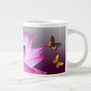 Water Lily and Butterflies Large Coffee Mug
