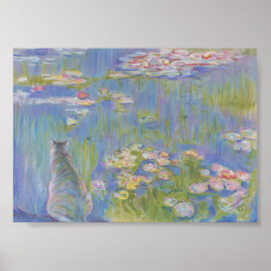 Water lily and cat Oscar-Claude Monet Poster