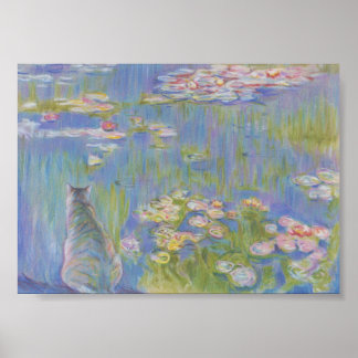 Water lily and cat Oscar-Claude Monet Poster
