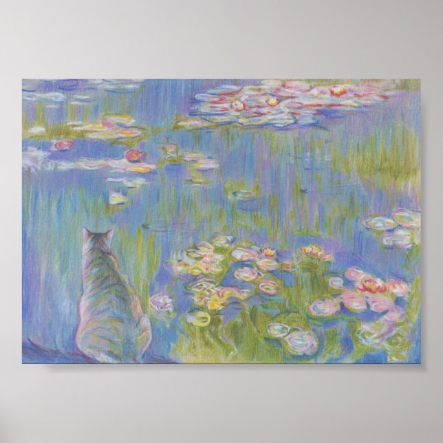 Water lily and cat Oscar-Claude Monet Poster (Front)