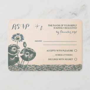 Water Lily and Dragonfly RSVP Invitation