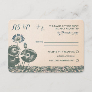 Water Lily and Dragonfly RSVP Invitation