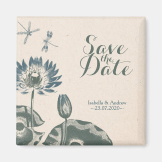 Water lily and dragonfly Save The Date Magnet