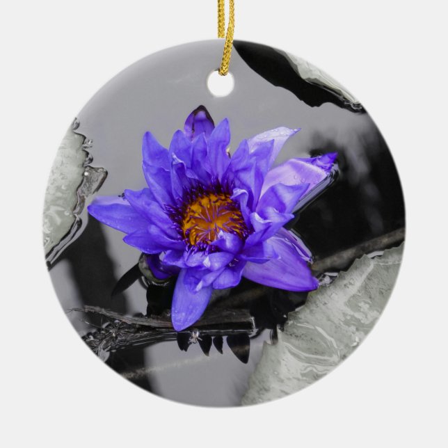Water Lily Ceramic Tree Decoration (Front)