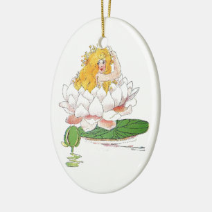 Water Lily Cute Flower Child Floral Fairy Girl Ceramic Tree Decoration
