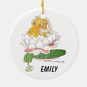 Water Lily Cute Flower Child Floral Fairy Girl Ceramic Tree Decoration