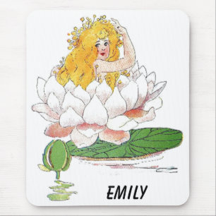 Water Lily Cute Flower Child Floral Fairy Girl Mouse Mat