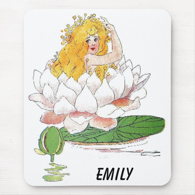 Water Lily Cute Flower Child Floral Fairy Girl Mouse Mat (Front)