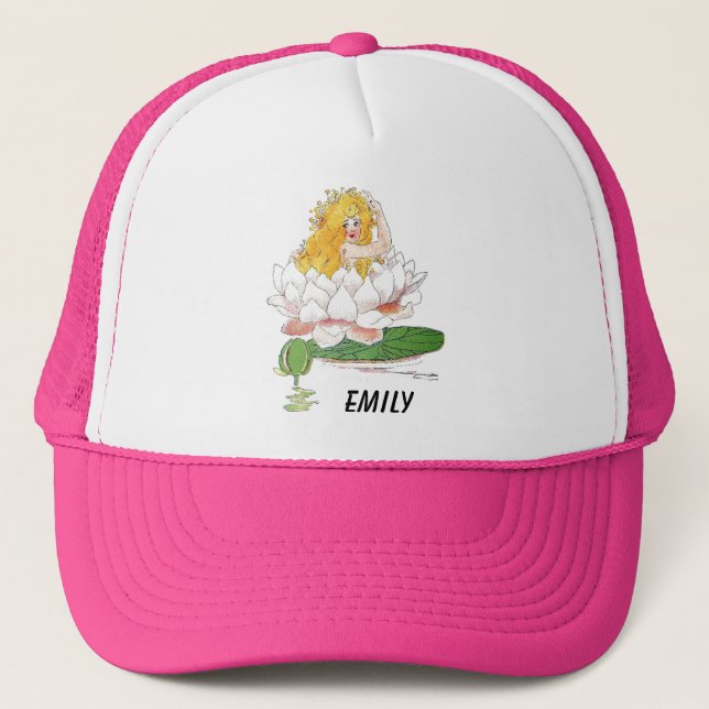 Water Lily Cute Flower Child Floral Fairy Girl Trucker Hat (Front)