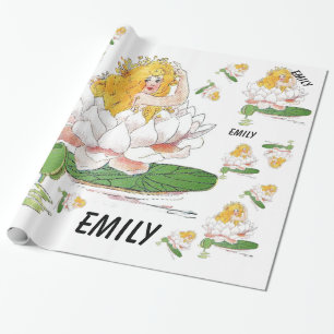 Water Lily Cute Flower Child Floral Fairy Girl Wrapping Paper