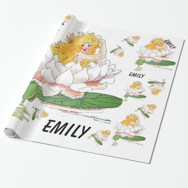 Water Lily Cute Flower Child Floral Fairy Girl Wrapping Paper (Unrolled)