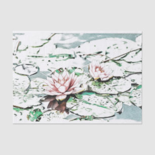 Water Lily decoupage paper pond scene 