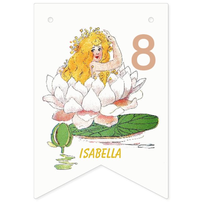 Water Lily Fairy Flower Child Floral Cute Girl Bunting (First Flag)