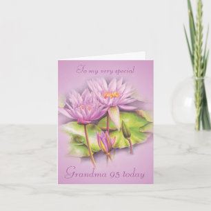 Water lily floral Grandma 95th birthday card