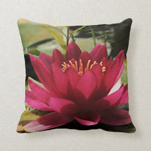 Water Lily Floral Throw Pillow Asian Decor