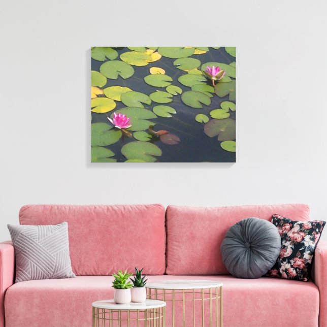 Water Lily Flower Painting Canvas Print (Insitu(LivingRoom))
