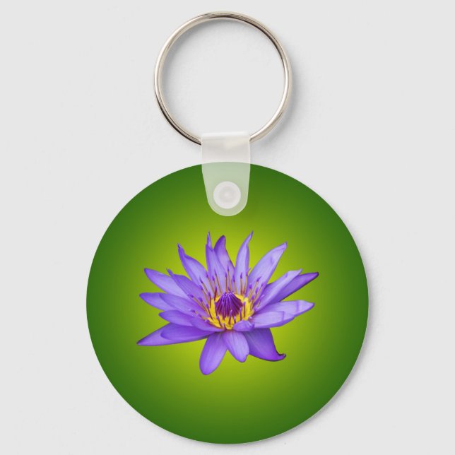 Water Lily Flower Pond Aquatic Purple Water Bloom Key Ring (Front)