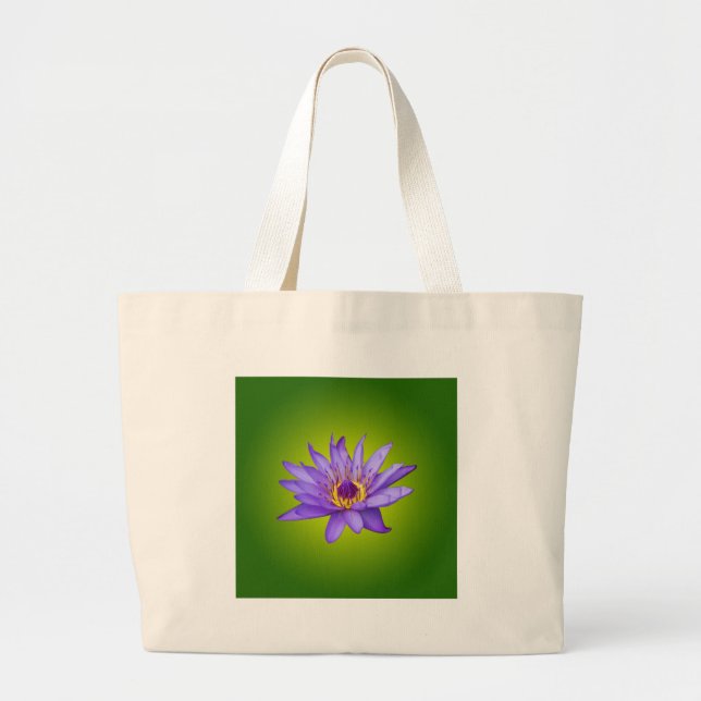 Water Lily Flower Pond Aquatic Purple Water Bloom Large Tote Bag (Front)