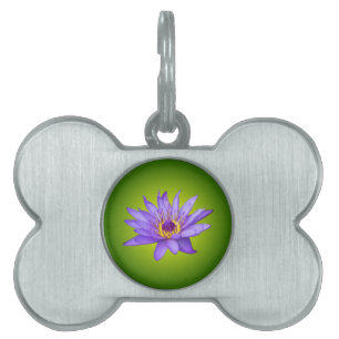 Water Lily Flower Pond Aquatic Purple Water Bloom Pet ID Tag