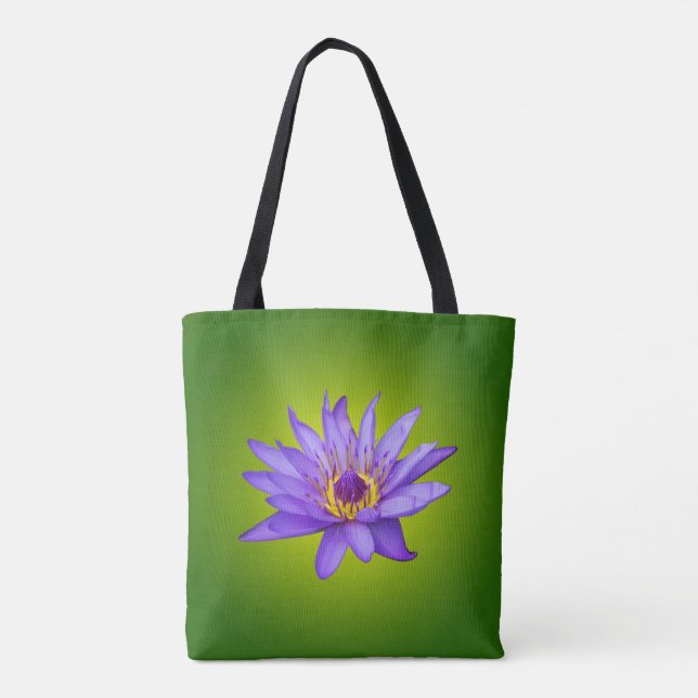 Water Lily Flower Pond Aquatic Purple Water Bloom Tote Bag (Back)