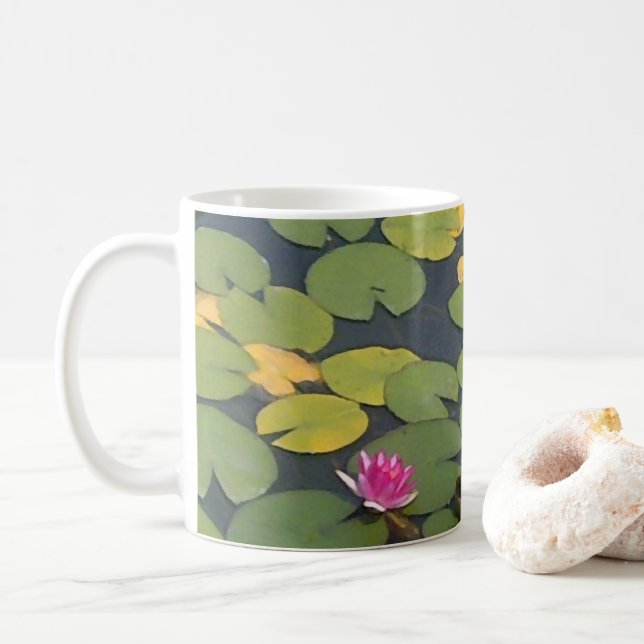 Water Lily Flower Pond Monet Coffee Mug (With Donut)