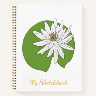 WATER LILY FLOWER SKETCHBOOK SPIRAL NOTEBOOK