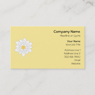 Water Lily Flower. White and Yellow. Style 2. Business Card