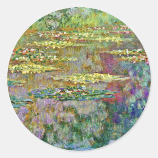 Water Lily Flowers Claude Monet Fine Art Classic Round Sticker