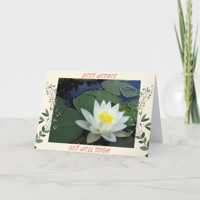 Water Lily Get Well Card (Front)