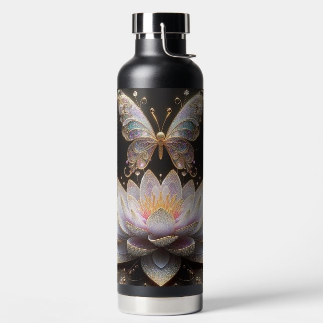 Water Lily & Glitter Butterfly Bottle (Left)