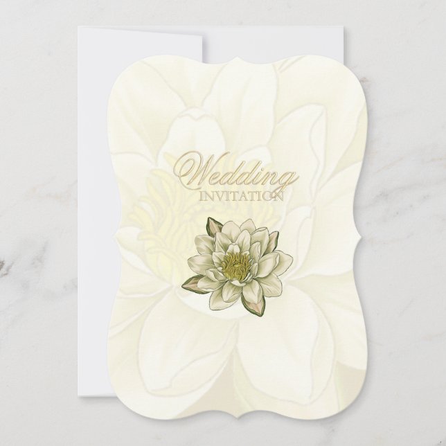 Water Lily Gold Cream Wedding invitation (Front)