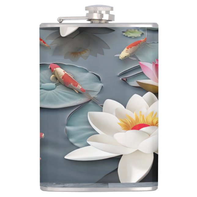 water lily hip flask (Front)