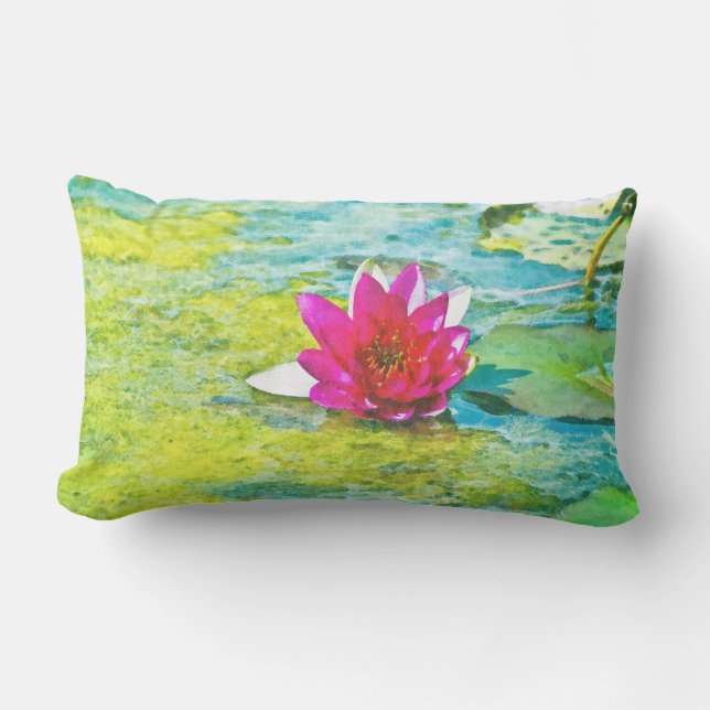 Water Lily Lilypad Outdoor Cushion (Front)