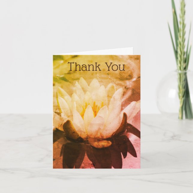 Water Lily Lotus Flower Art Thank You Card (Front)
