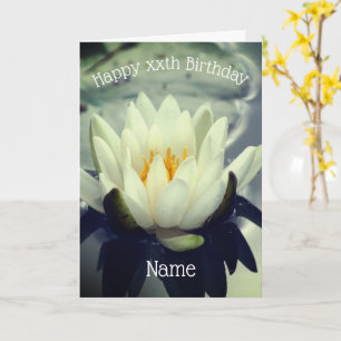 Water Lily Lotus Flower Personalised Birthday Card