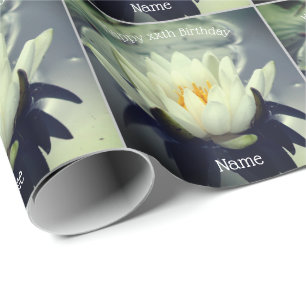 Water Lily Lotus Flower Personalised Birthday  Wrapping Paper