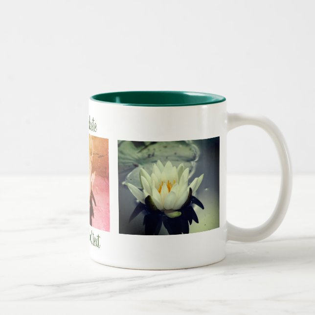 Water Lily Lotus Flower Personalised  Two-Tone Coffee Mug (Right)