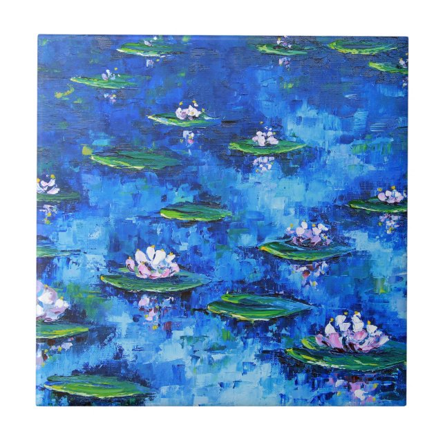 Water Lily Painting, Flower Art, Flowers Tile (Front)