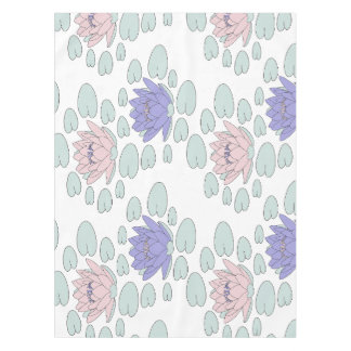 Water lily pattern with white background tablecloth