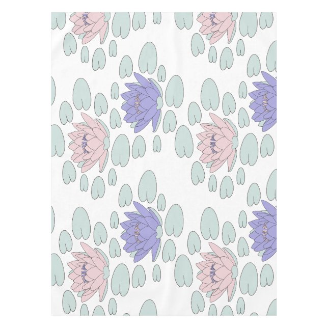 Water lily pattern with white background tablecloth (Front)