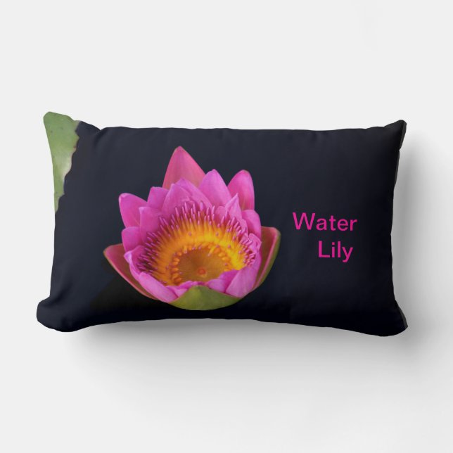 Water Lily Pillow in Hot Pink and Black (Front)