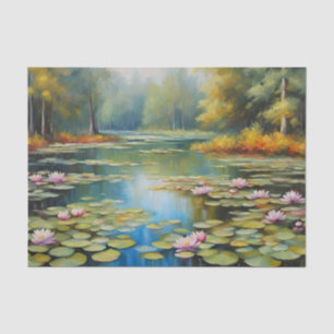 Water Lily Pond, Forest, Nature Illustration  Tissue Paper