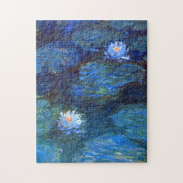 Water Lily Pond in Blue Claude Monet Fine Art Jigsaw Puzzle (Vertical)